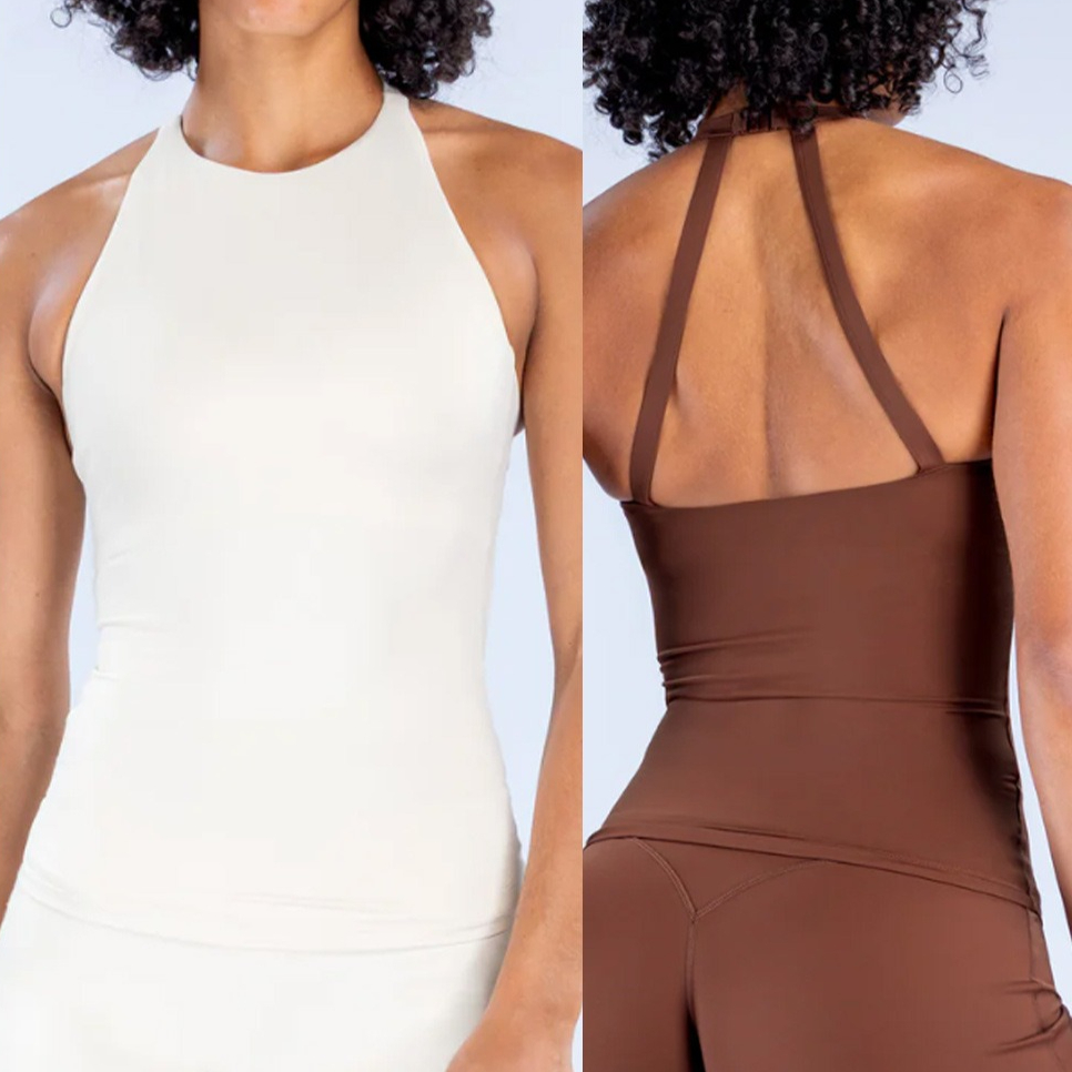 Suspender Tank Top - Damen Neckholder-Tanktop mit integriertem Sport-BH, Yoga-Top,