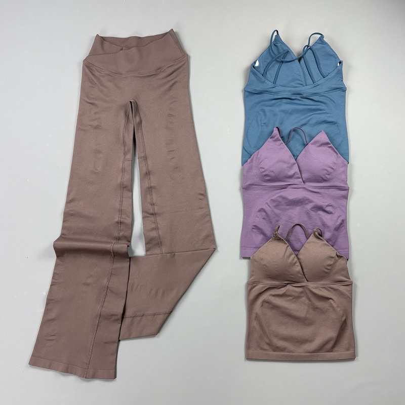 Suspender Tank Top - 2-teiliges Nahtloses Yoga-Workout-Set für Damen: Dünnes